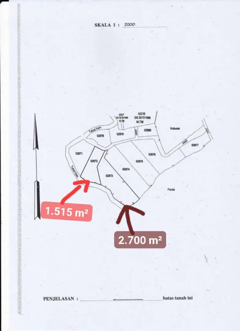 Tanah Los Pantai dijual di Gianyar